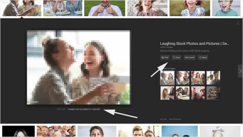 SAU. Kết quả tìm kiếm hình ảnh sau khi đã xóa bỏ nút "View Image".