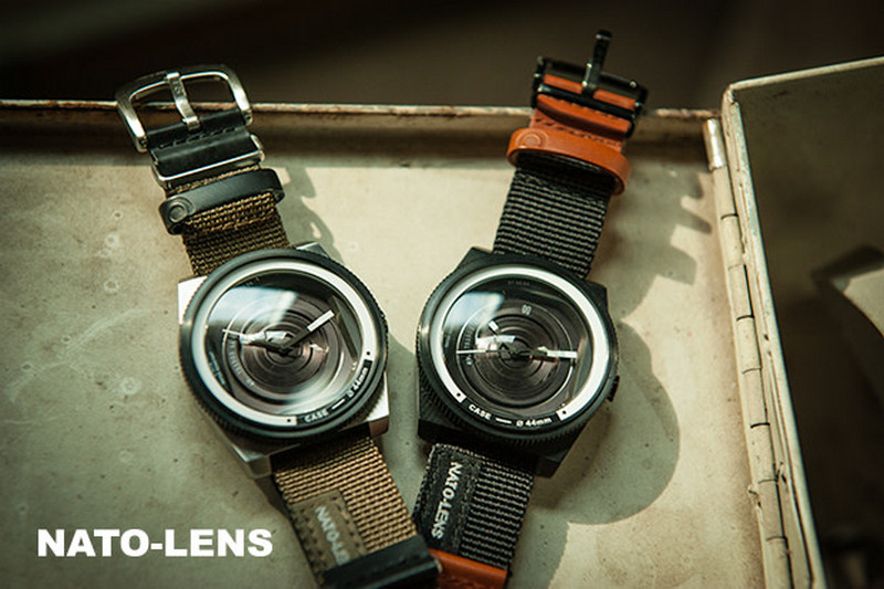 Đồng hồ Nato Lens ($220) với thiết kế hiện đại, lấy ý tưởng từ ống kính mắt cá.
