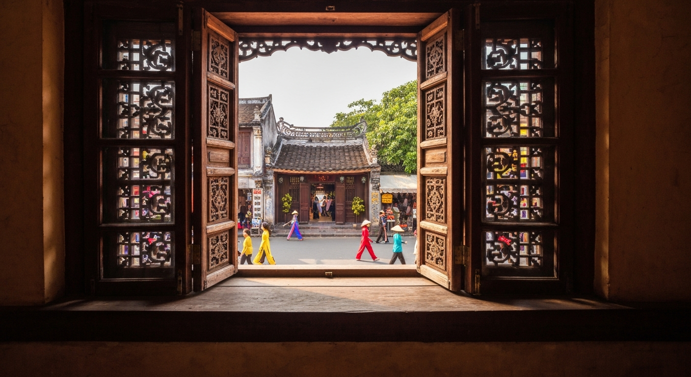 Kỹ thuật 'khung trong khung' giúp tập trung sự chú ý vào chủ thể chính.